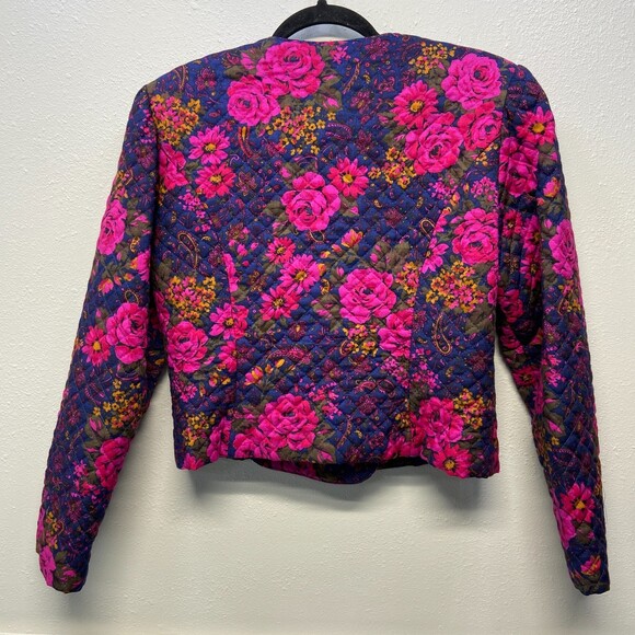VTG LANZ Floral Quilted Blazer Women's sz 16 - Picture 2 of 6